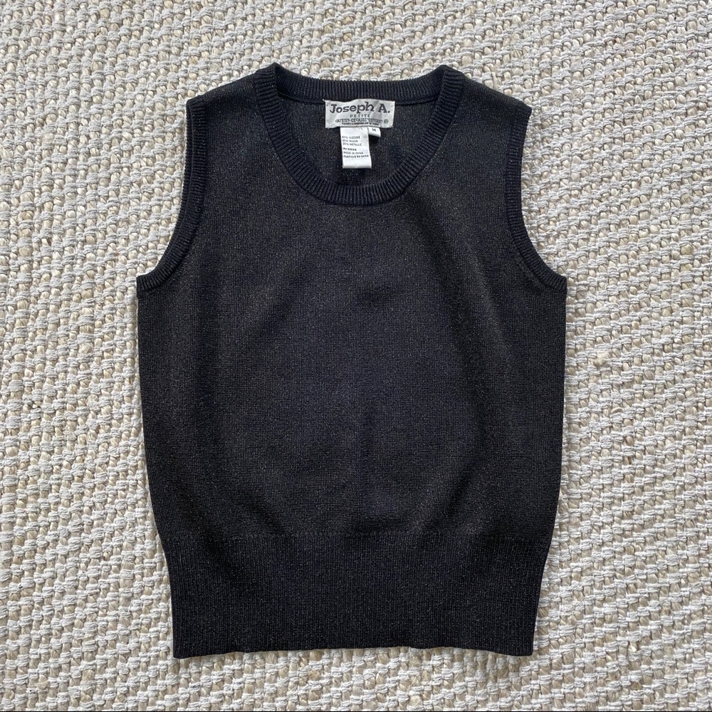 Vtg Joseph A sparkly black sweater tank XS/S